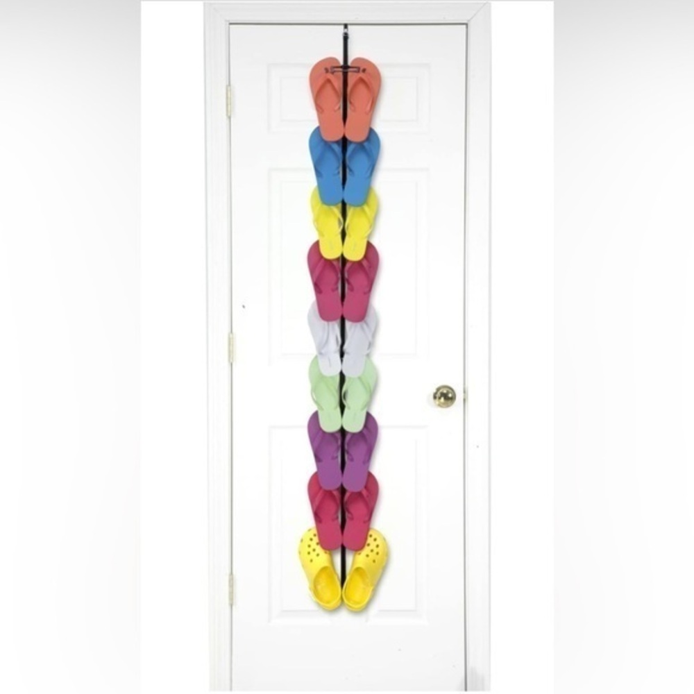 Over Door Flip Flop Organizer Holds 9 Pairs Space Saving Shoe Rack Black